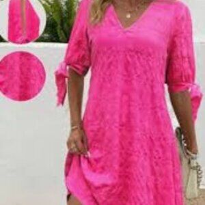 Pink Lightweight Cold Shoulder Dress Size Large NEW